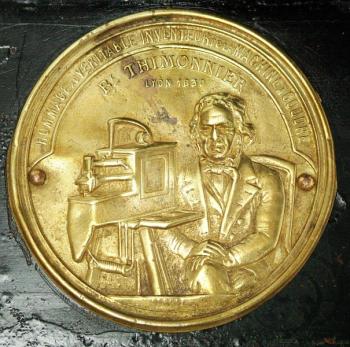 Erinnerungsmedailie an den Erfinder Thimonnier 1830.