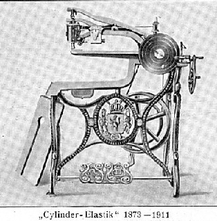 Schuhmacher- Nähmaschine von ca.1880<br />
aus "Adam Opel und sein Haus" 1912.