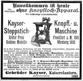 Zeitungswerbung von 1885.
