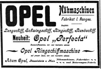 Opel Perfecta Werbung aus der DNZ aus 1901.