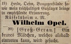 Wilhelm Opel, Aug. 1870